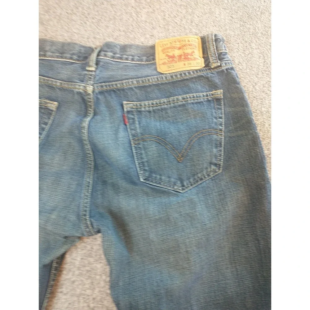 Levis 505 Straight Fit Mens Jean Medium Wash Blue Denim 34x29 5-Pocket Whiskered